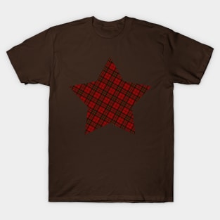 Cool Red Christmas tartan Star T-Shirt